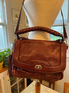 Cynthia Rowley Rich Brown Leather Shoulder Satchel